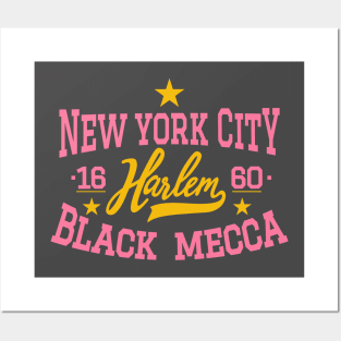 Black Mecca Harlem New York - Harlem Logo - Black Mecca Harlem Shirt Posters and Art